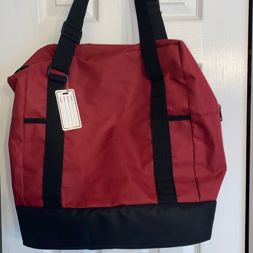 Large Tote canvas & vinyl single zipper top with inside pocket adjustable straps
